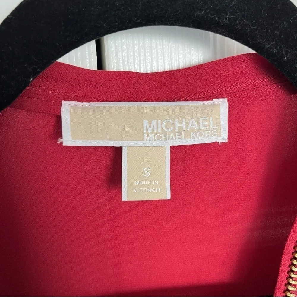 Michael Kors Gold Zipper Red Blouse Size S